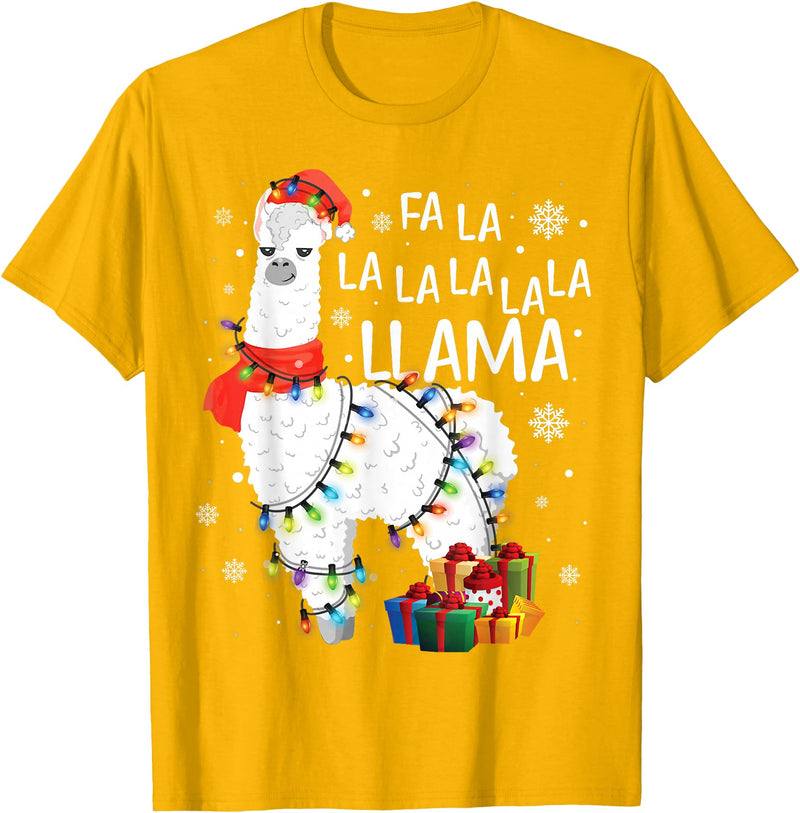 Funny Fa La La Llama Christmas Shirt FA La La Llama Christmas Funny Lllama Lover Xmas Pajamas T-Shirt - Golden Yellow