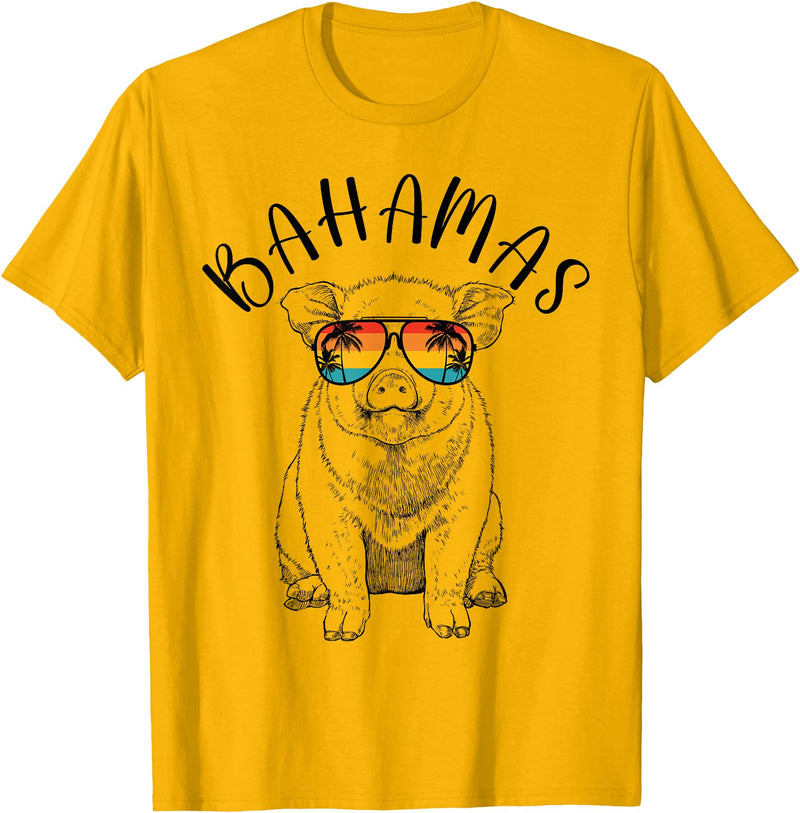 Funny Swimming Pigs It's Better in the Bahamas Bahamas Pig Bahamas Souvenir Family Vacation Trip T-Shirt - Golden Yellow