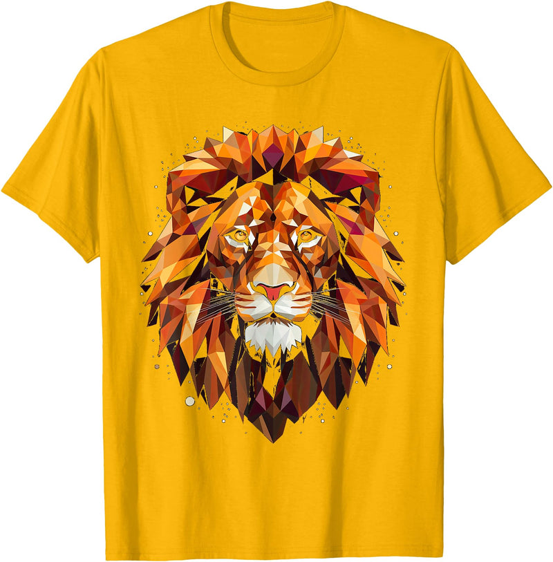 Cool Lions, Astrology And Horoscope Designs Lion colorful lions King Of Animals From Africa Polygon T-Shirt - Golden Yellow