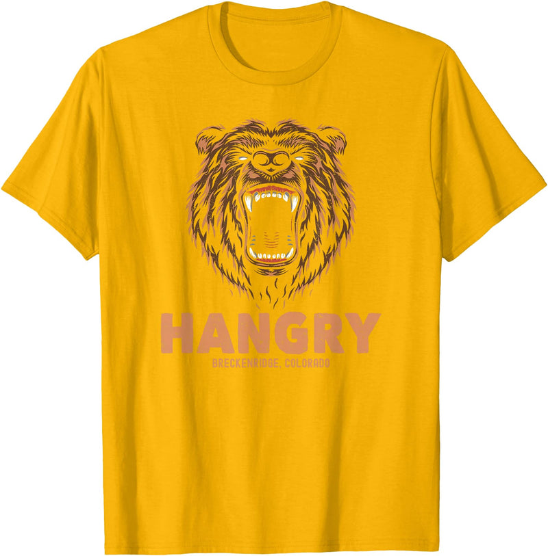 RTG Colorado Ski Snow Fun Tees and Designs Hangry Bear Breckenridge Colorado Mountains Hungry Funny T-Shirt - Golden Yellow