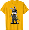 Armed Bunny Easter Military Rabbit Graphic for Men T-Shirt in Golden Yellow