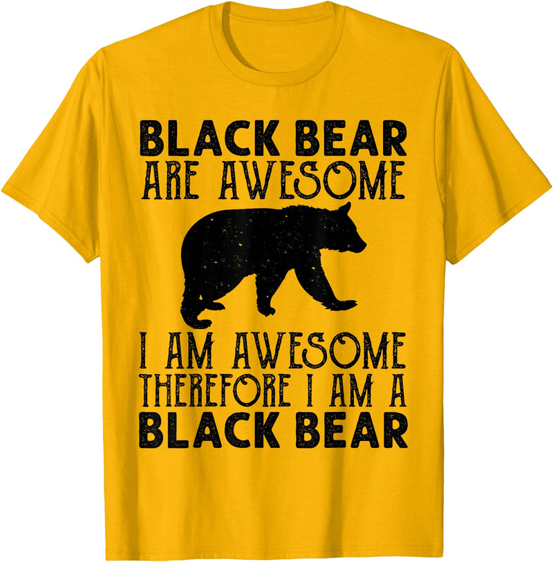 Cool American Black Bear Lovers gifts costume Black Bear Tee Funny American Bear Lover Animal T-Shirt - Golden Yellow