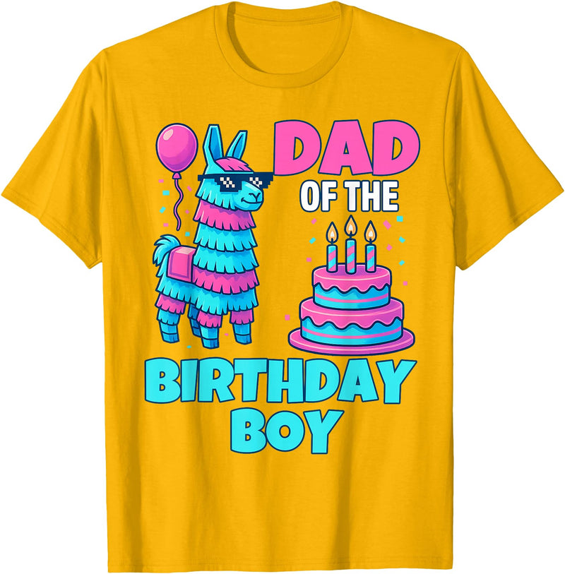 gaming gamer Birthday Llama Pinata Family Apparel dad of Birthday Boy Llama Pinata Party Family mathing Men T-Shirt - Golden Yellow