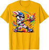 Funny Dripping Drip Rabbit Bunny Baseball Easter Men Boy Kid T-Shirt in Golden Yellow
