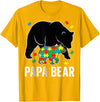 Autism Awareness Neurodiversity Support Apparel Papa Bear Autism Awareness Puzzle Neurodiversity Support T-Shirt - Golden Yellow