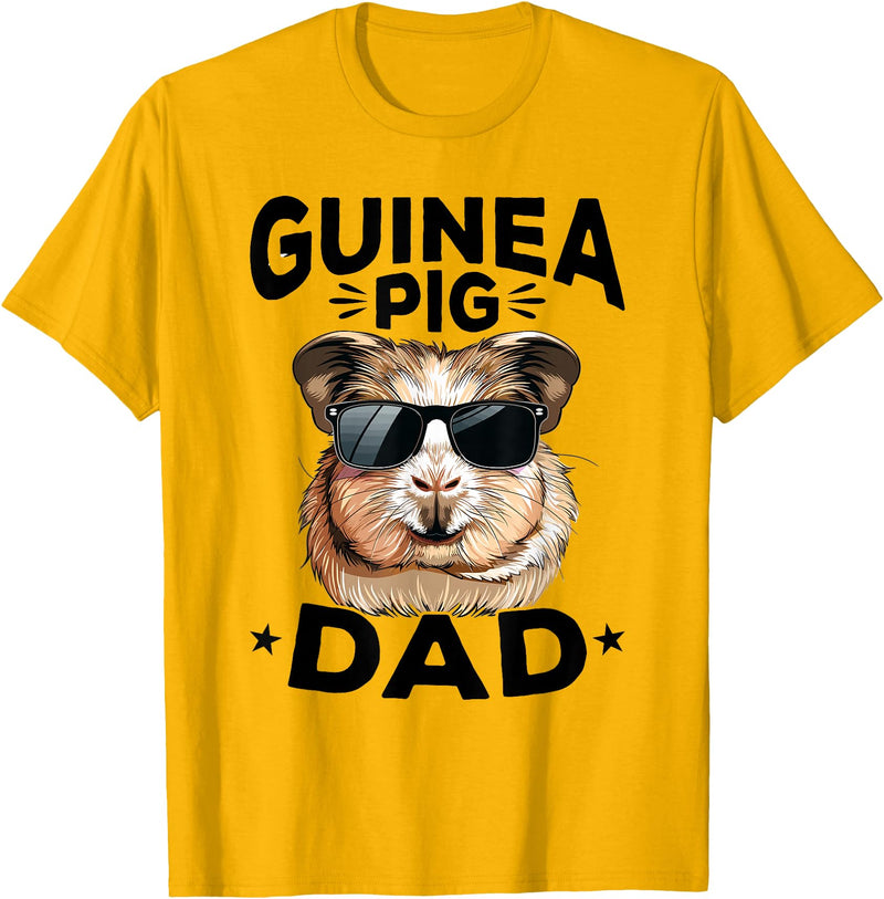 Funny Guinea Pig Pet Lover Rodent Lover Graphics Funny Guinea Pig Pet Lover Rodent Animal Guinea Pig Dad T-Shirt - Golden Yellow
