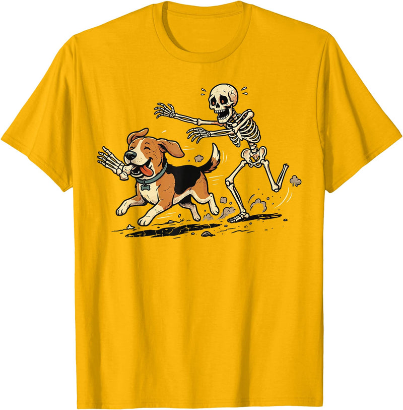 Halloween Costume Spooky Skeleton Beagle Beagle Skeleton Halloween T-Shirt - Golden Yellow