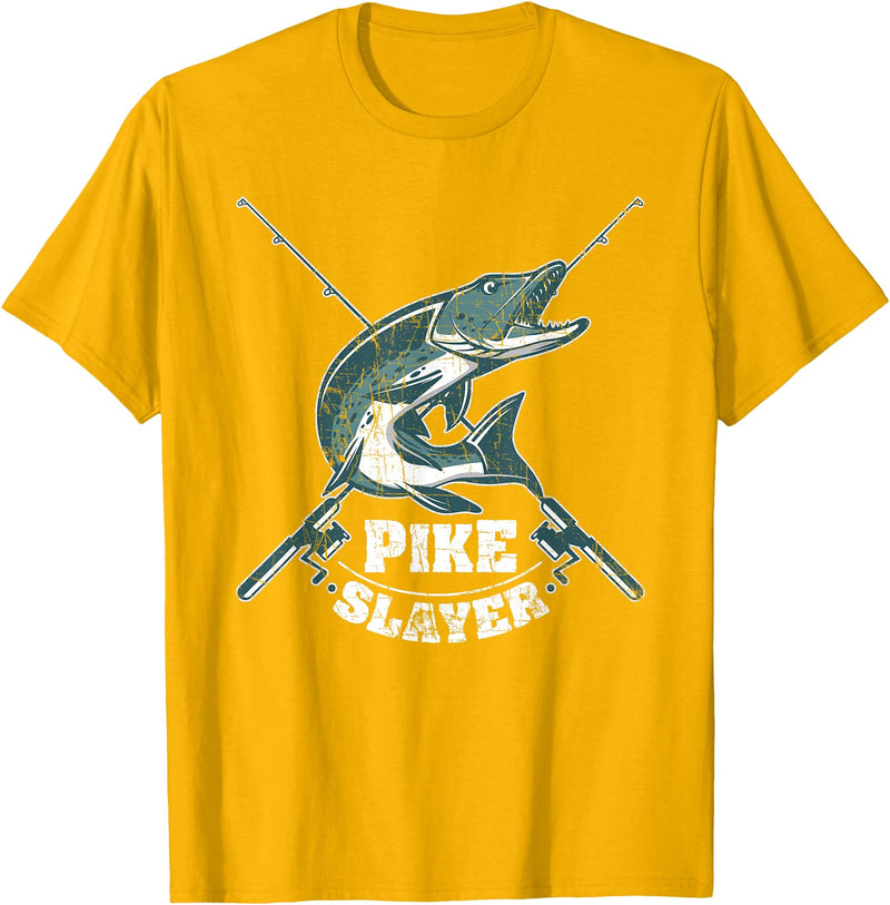 Fishing IM Co Pike Slayer Fishing Fisherman Northern Pike T-Shirt - Golden Yellow