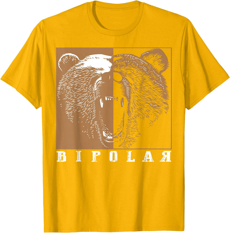 Cool I Love Polar Bears With Bipolar Designs Bipolar Cute Mental Disorder Polar Bear Gift T-Shirt - Golden Yellow