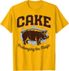 Irony Barn Club for Alt Music and Dry Humor Fans Cake Prolonging the Magic Funny Retro Pig Expression Vibes T-Shirt - Golden Yellow