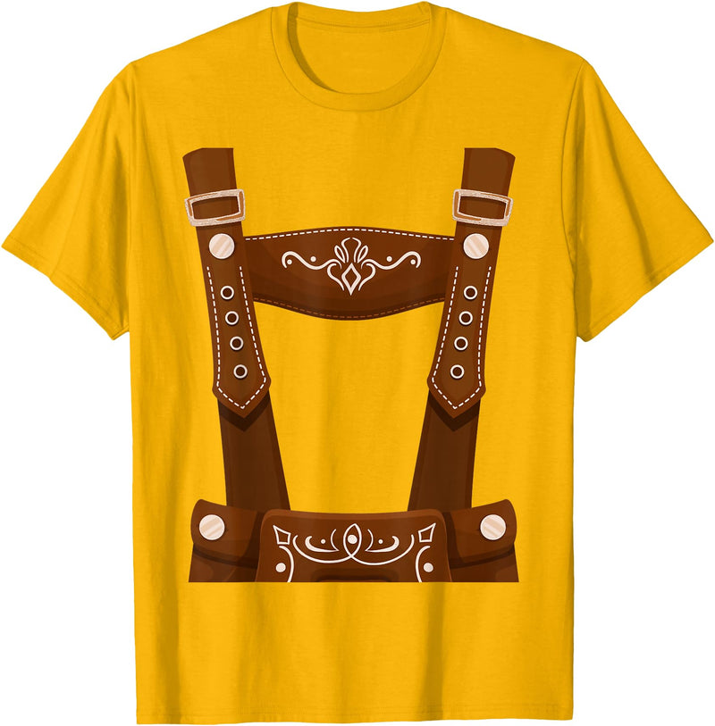Bavarian Oktoberfest Halloween Costume Oktoberfest Costume Halloween Lederhosen T-Shirt - Golden Yellow