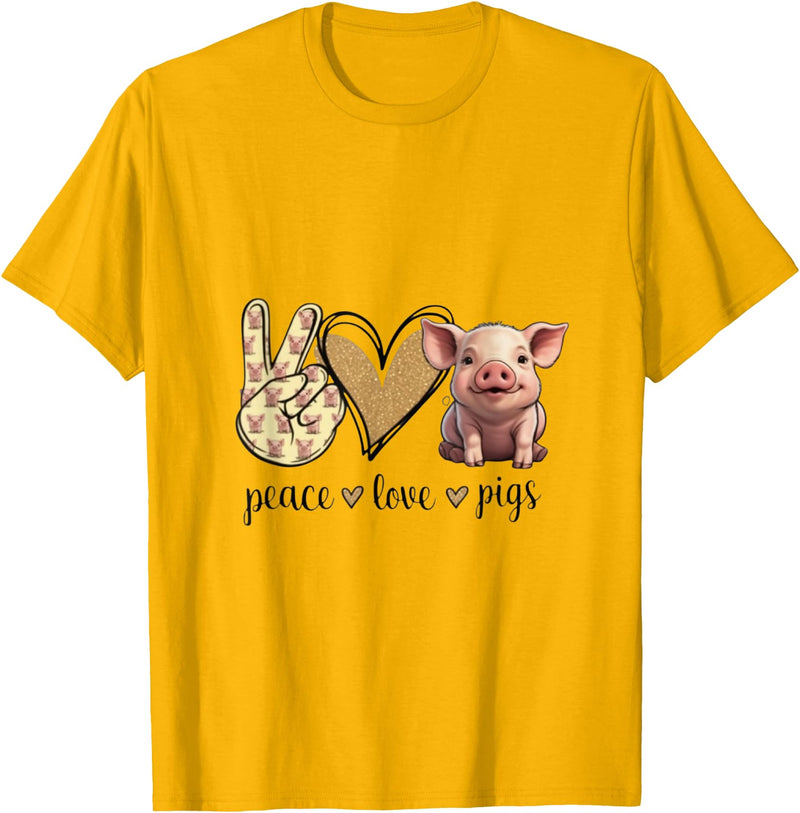 Funny Peace Love Cute Show Pig Lover Peace Love Cute Show Pig Lover T-Shirt - Golden Yellow