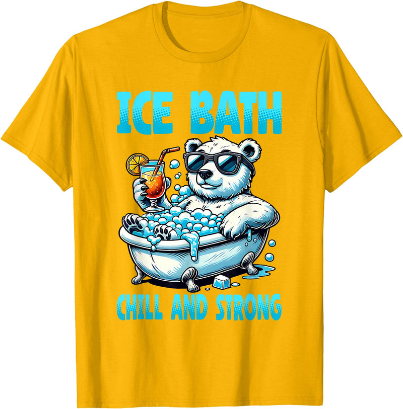 Ice Bath Cold Plunge Polar Bear Recovery Gym Tub Ice Bath Chill and Strong Cold Plunge Recovery Polar Bear T-Shirt - Golden Yellow