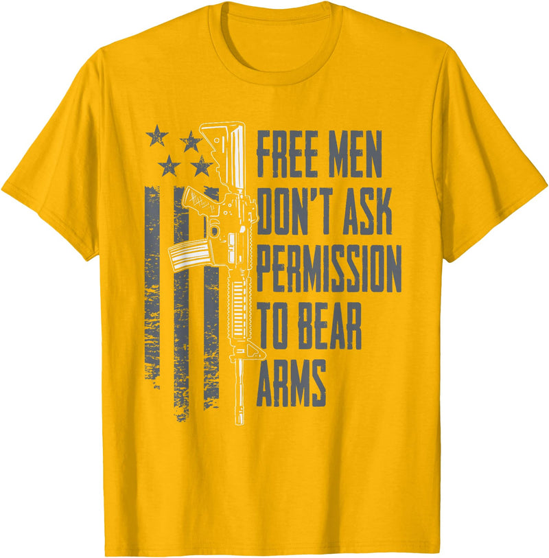 2A Gun Rights USA Freedom Apparel Free Men Don't Ask Permission To Bear Arms - Gun Rights USA T-Shirt - Golden Yellow