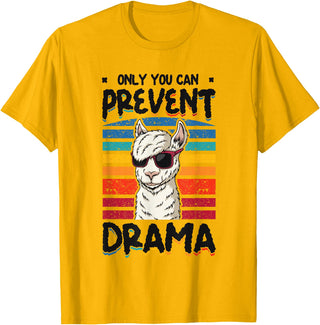 No Drama Llama and Alpaca Designs Only You Can Prevent Drama Llama T-Shirt - Golden Yellow