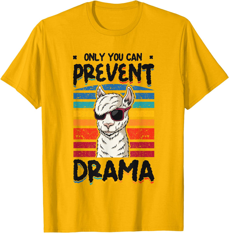 No Drama Llama and Alpaca Designs Only You Can Prevent Drama Llama T-Shirt - Golden Yellow