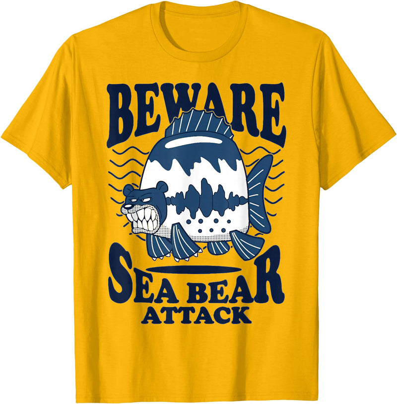 River Beautiful Day Beware Sea Bear Attack T-Shirt - Golden Yellow