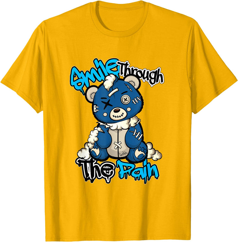 Funny Bear Smile Smile Through The Pain Teddy Bear Streetwear Sneaker Lovers T-Shirt - Golden Yellow