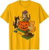 Cat Pumpkin Halloween Spooky Season Vintage Cute Cat Pumpkin Master Builder Halloween Spooky Season T-Shirt - Golden Yellow