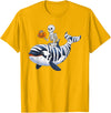 Orca Skeleton Halloween Whale Apparel Co. Skeleton Riding Mummy Orca Halloween Candy Whale T-Shirt - Golden Yellow