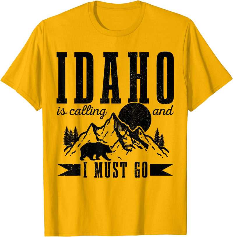 Idaho Is Calling And I Must Go! Idaho Is Calling & I Must Go Bear Mountains Vintage Gift T-Shirt - Golden Yellow