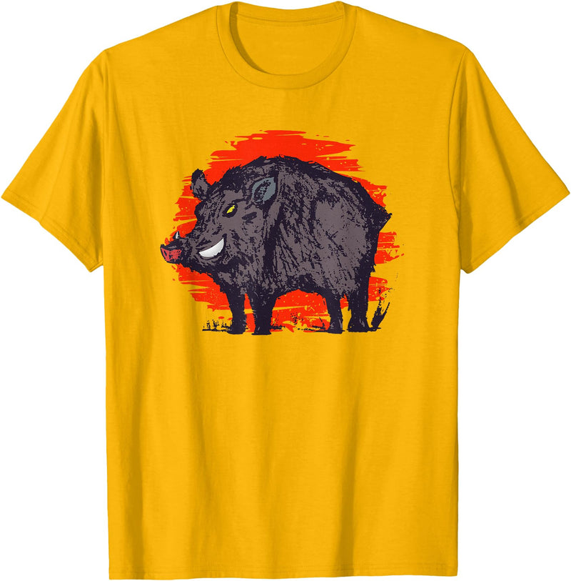 Wild Pig Merch Hog Hunting Pig Boar T-Shirt - Golden Yellow