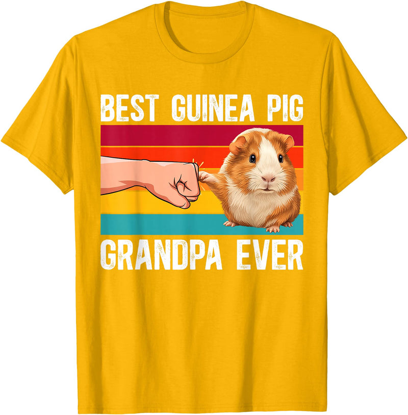 Best Guinea Pig Grandpa Guinea Pig Grandfather Best Guinea Pig Grandpa Guinea Pig Owner Guinea Pig Lover T-Shirt - Golden Yellow