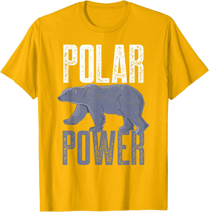 Polar Bear Power Gifts & Apparel Polar Bear Power T-shirt For Bear Lovers Kids Women Men T-Shirt - Golden Yellow