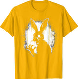 Scary Goth Rabbit, Horror Rabbit, Weirdcore Rabbit T-Shirt in Golden Yellow
