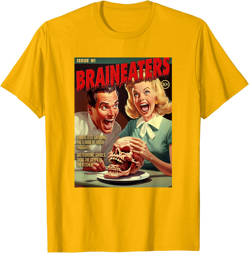 Last Gasp Graphics Brain Eaters 1950s horror comic cover T-Shirt - Golden Yellow