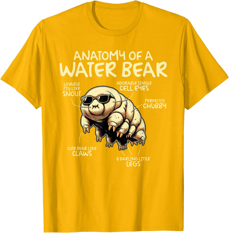 Tardigrade Water Bear Co Anatomy Of A Water Bear Funny Tardigrade T-Shirt - Golden Yellow