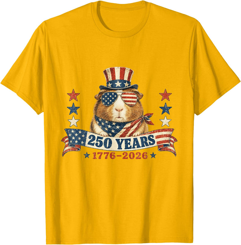 Patriotic Guinea Pig Lover Designs Funny USA Independence Day Patriotic 4th of July Guinea Pig T-Shirt - Golden Yellow