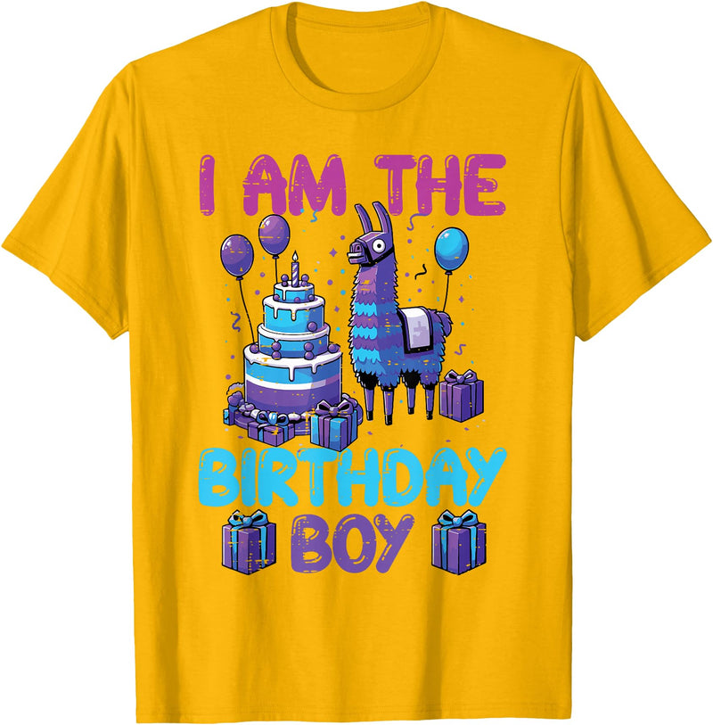 Birthday Party Shirts For Men Women Kids I Am The Birthday Boy Llama Pinata Bday Party Boys Kids T-Shirt - Golden Yellow