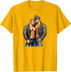 Vintage Gay Bear Pride & Dom Queer Top Dom Gay Leather Biker Gay Pride Daddy Bear Mustache T-Shirt - Golden Yellow