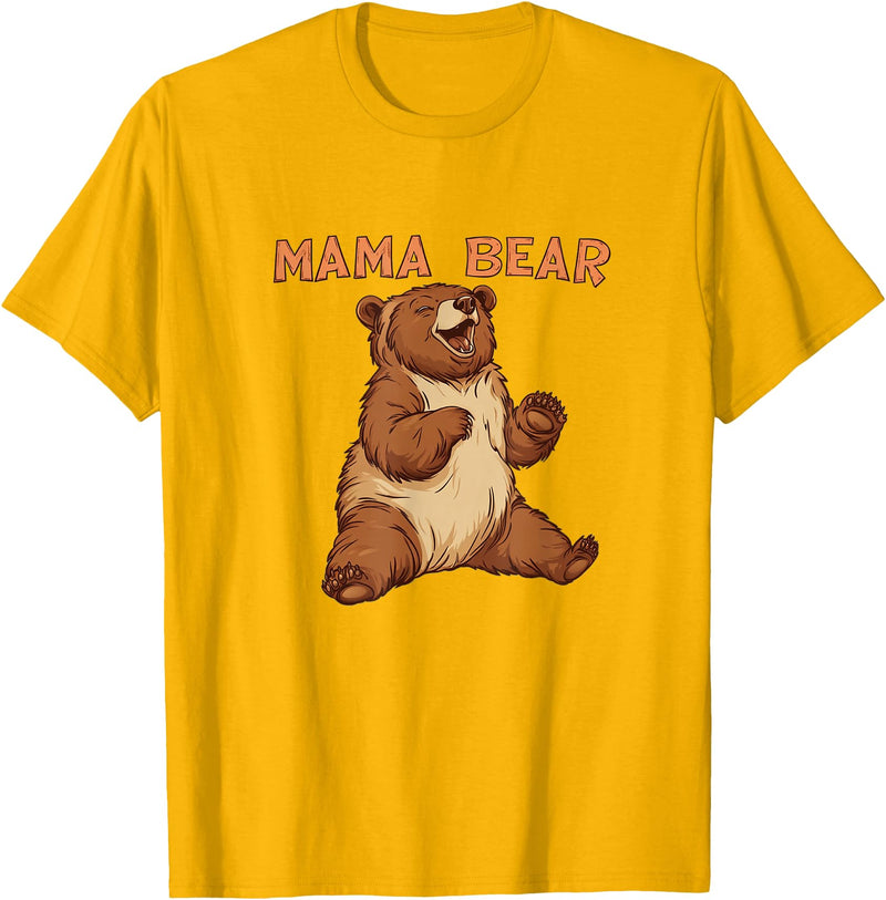 Happy Mama Bear Cool Vibes with Mama Bear Costume T-Shirt - Golden Yellow