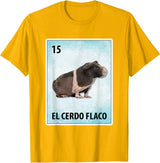 Skinny Pig Mexican Tee El Cerdo Flaco Mexican Skinny Pig Cards T-Shirt - Golden Yellow