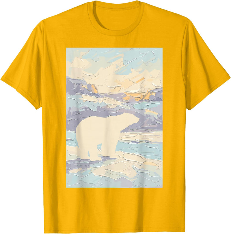 Polar Art Wildlife Nature Fan Club Ice Polar Bear Arctic Painting Wildlife Nature Lover Art Kids T-Shirt - Golden Yellow