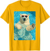 Pool Party Summer Animals Designs Funny Polar Bear with Sunglasses Summer Animal Swimming T-Shirt - Golden Yellow