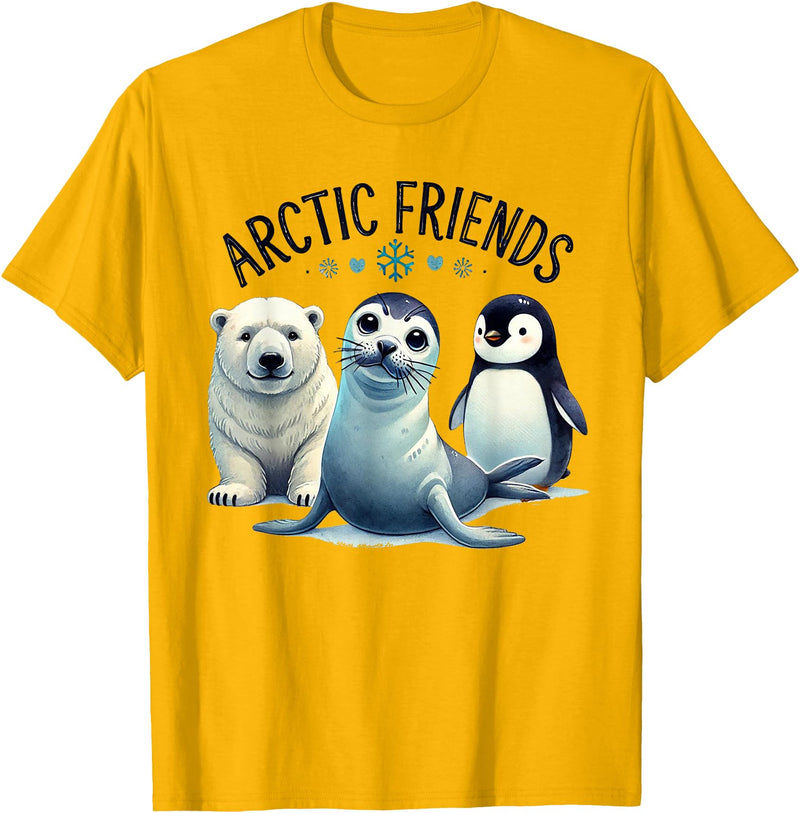 Adorable Sea Animals Tees Arctic Animals Penguin Seal Whale Polar Bear Sea Animals T-Shirt - Golden Yellow