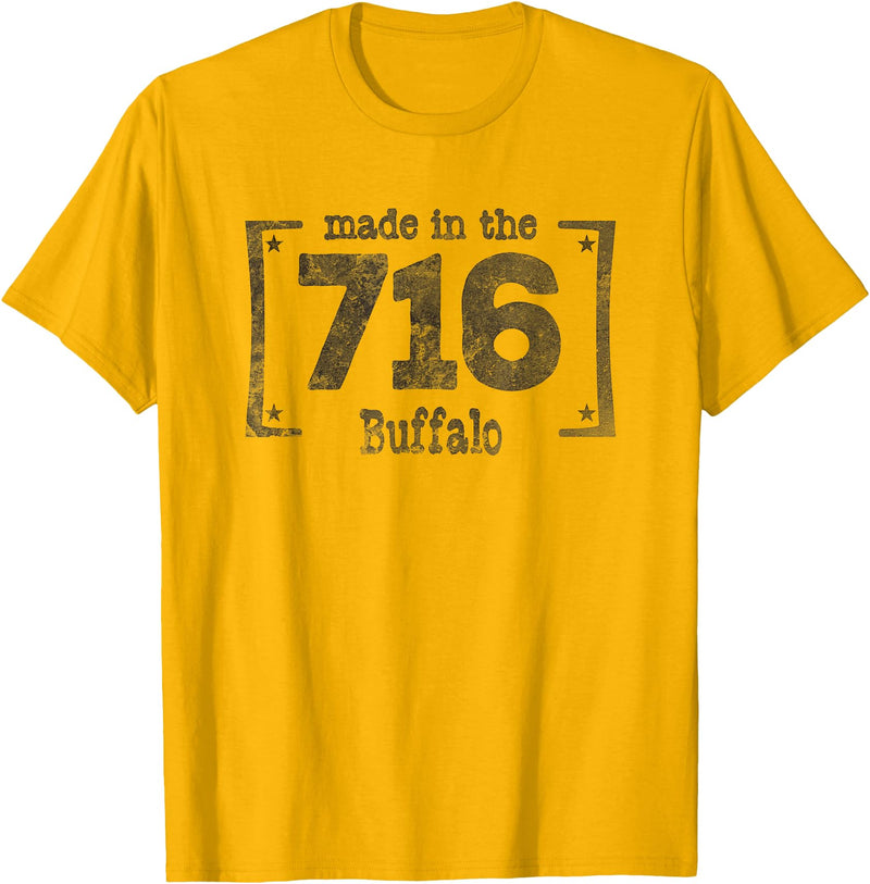 TeesTees Made in the 716 T-Shirt Buffalo NY Souvenir Shirt T-Shirt - Golden Yellow