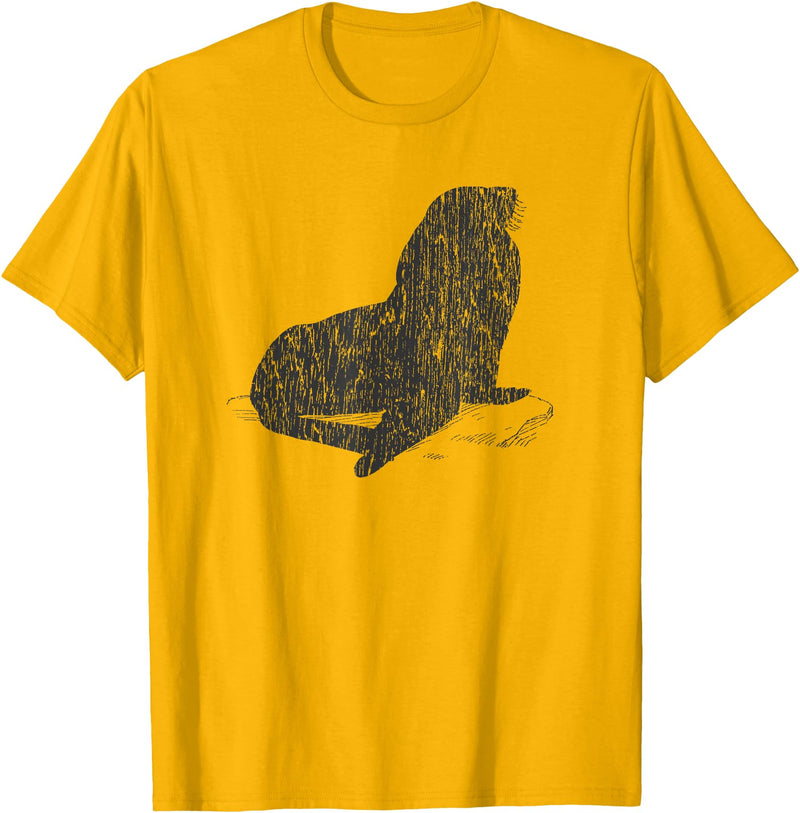 Distressed Sea Lion Sea Lion T-Shirt - Golden Yellow