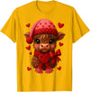 Coquette Bow Highland Cow Valentine Women Girls. Highland Cow Valentines Day Funny Hearts Valentine Cow Women T-Shirt -