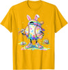 Dripping Tie Dye Rabbit Baseball Easter Bunny Men Boy Kid T-Shirt in Golden Yellow