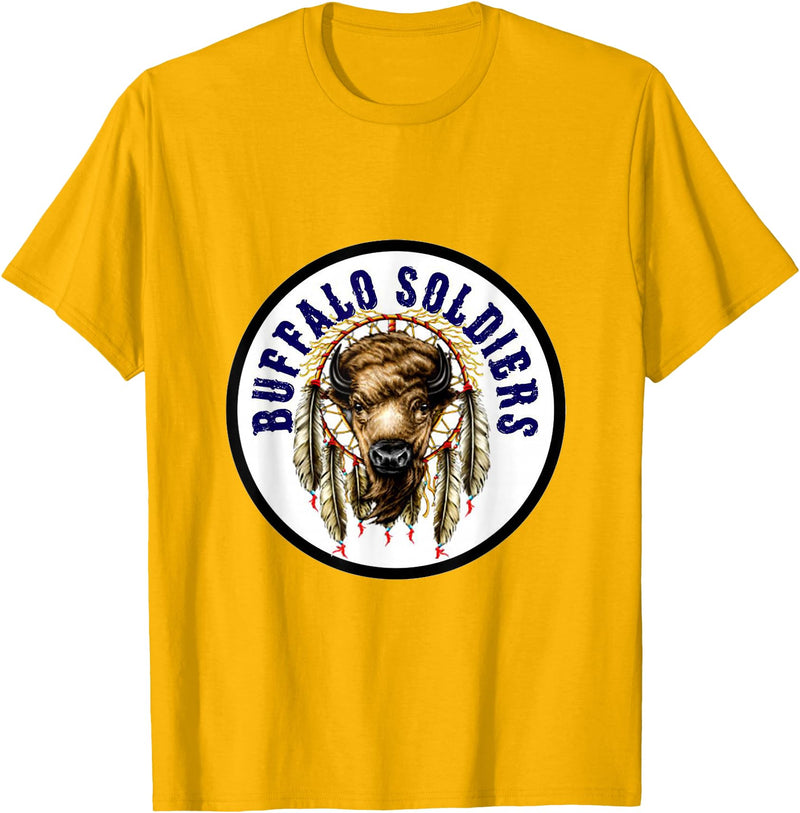 Mostly Art Stuff The Buffalo Soldiers of 1886 Dreamcatcher Art T-Shirt - Golden Yellow