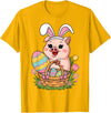 Happy Easter Pig Animal Happy Easter Women Girls Kids Easter Egg Basket Easter Pig T-Shirt - Golden Yellow