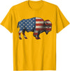 Bison American Buffalo Gifts & Apparel Stuff Bison USA American Flag Patriotic United States T-Shirt - Golden Yellow