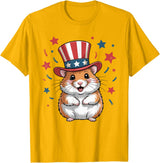Patriotic Hamster Animals Lovers Independence 4th of July T-Shirt - Golden Yellow
