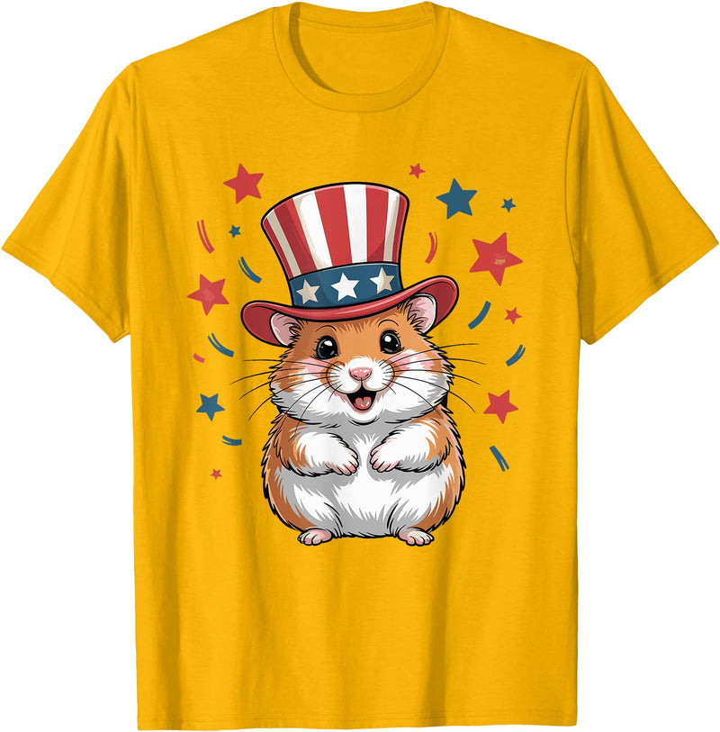 Patriotic Hamster Animals Lovers Independence 4th of July T-Shirt - Golden Yellow