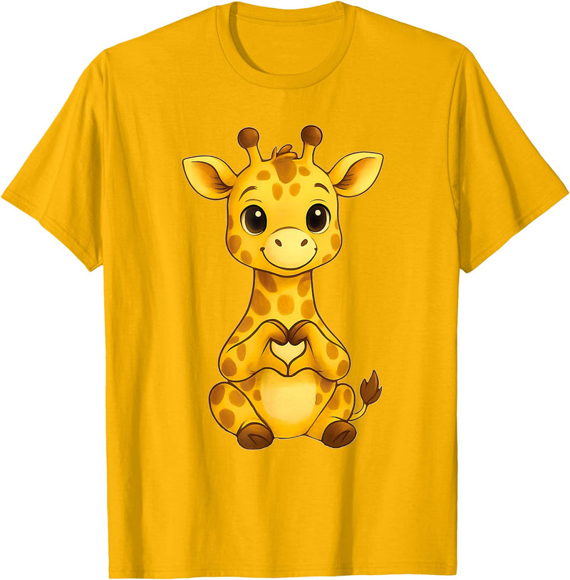 Giraffe Designer Designs Giraffe with heart | Cute giraffe with heart symbol T-Shirt - Golden Yellow