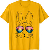 Cute Bunny Easter Lover Bunny Graphic T-Shirt in Golden Yellow